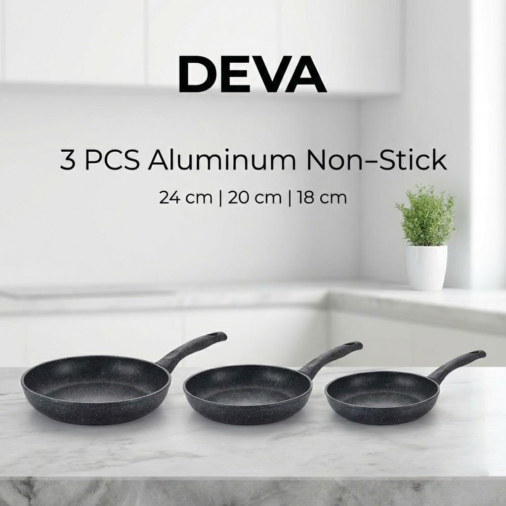DEVA 3-PCS Non-Stick Fry Pan Set | طقم مقالي ديڤا 3 قطع ضد الالتصاق